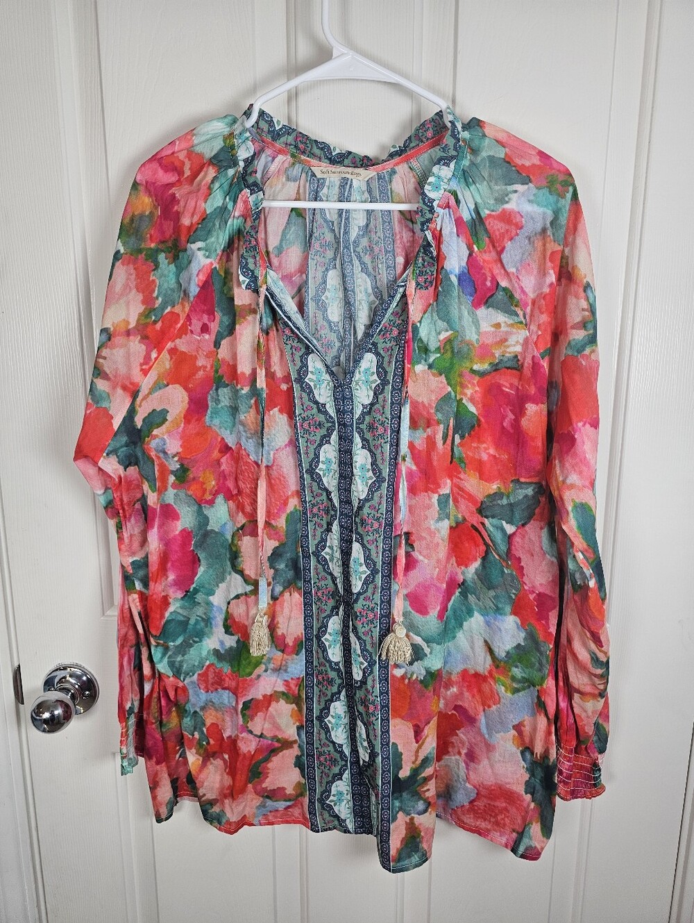 Soft Surroundings Colorful Spring Long Sleeve Top Lightweight Size 1x - Picture 2 of 7